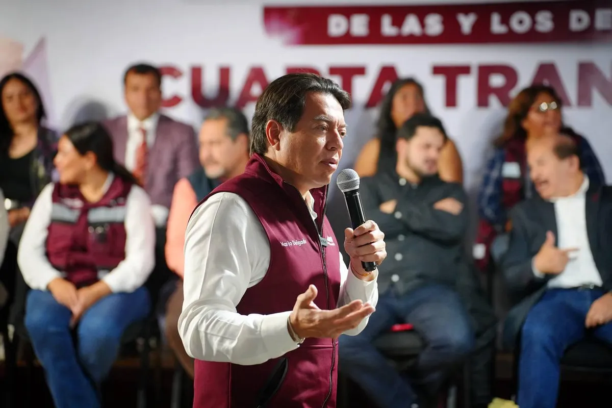 Foto de Mario Delgado, quien recalcó los avances del gobierno de AMLO.