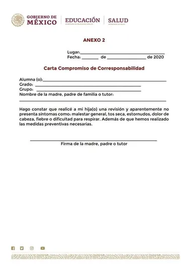 Carta compromiso: indispensable para el regreso a clases presenciales 2021