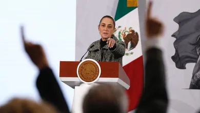 La presidenta Claudia Sheinbaum, durante su conferencia de este jueves 18 de diciembre.