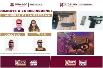 Aseguran armas de fuego y detienen a cuatro personas en municipios de Hidalgo
