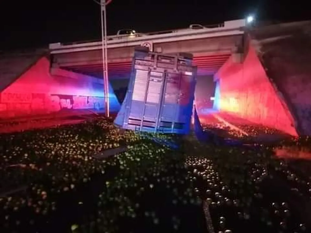 Camión naranjero cae de puente en Tulancingo; un muerto