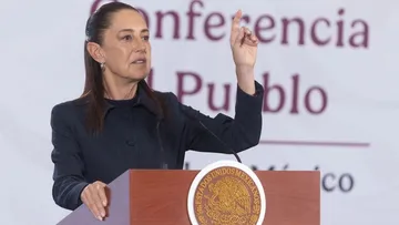 La presidenta Sheinbaum durante la presentación de los resultados de seguridad y disminución de homicidios en México.