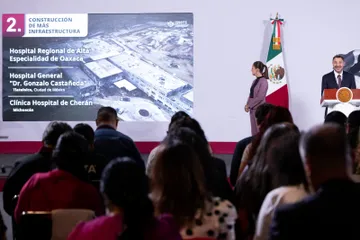 Claudia Sheinbaum durante presentación del plan de infraestructura hospitalaria