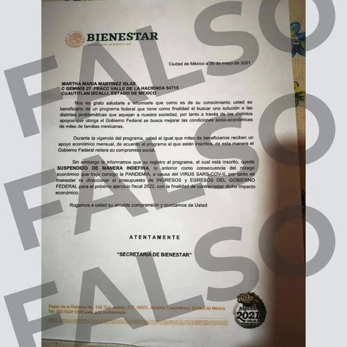 Desmiente Bienestar Hidalgo notificaciones apócrifas