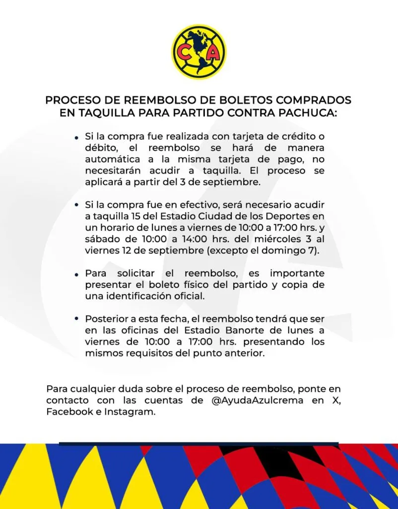 ¿Compraste boletos para América vs Pachuca? Así puedes pedir tu reembolso
