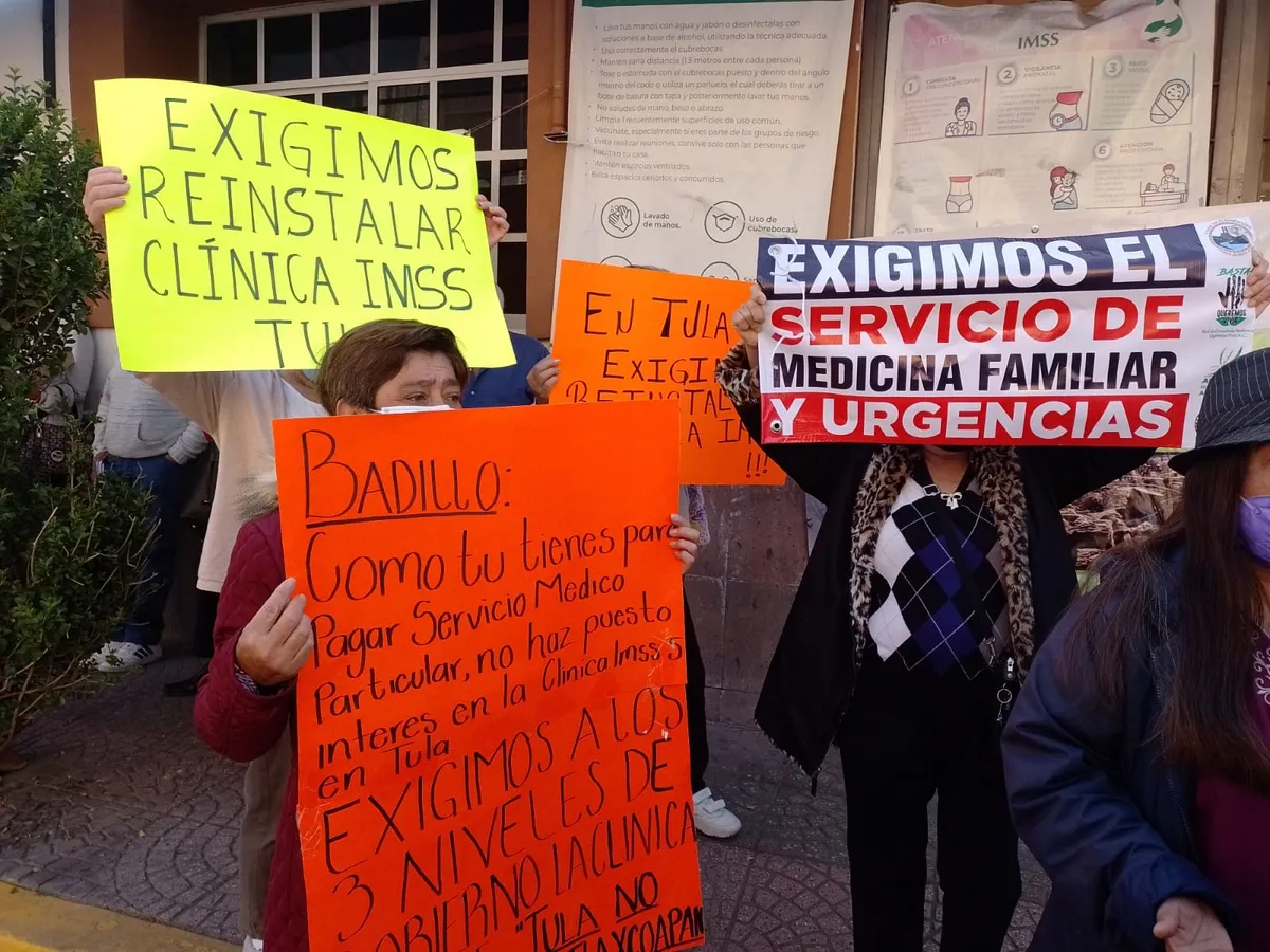 Se manifiestan derechohabientes del IMSS en Tula