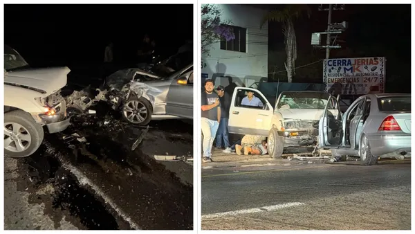 Choque entre camioneta y auto