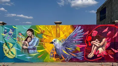 Mural comunitario “Sendero a la conciencia” en El Rodrigo.