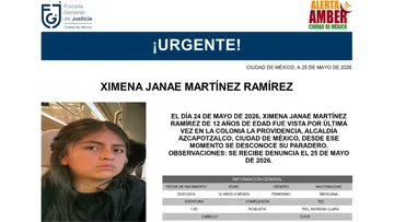 Ficha de búsqueda de Ximena Janae Martínez Ramírez, menor desaparecida en Ciudad de México.