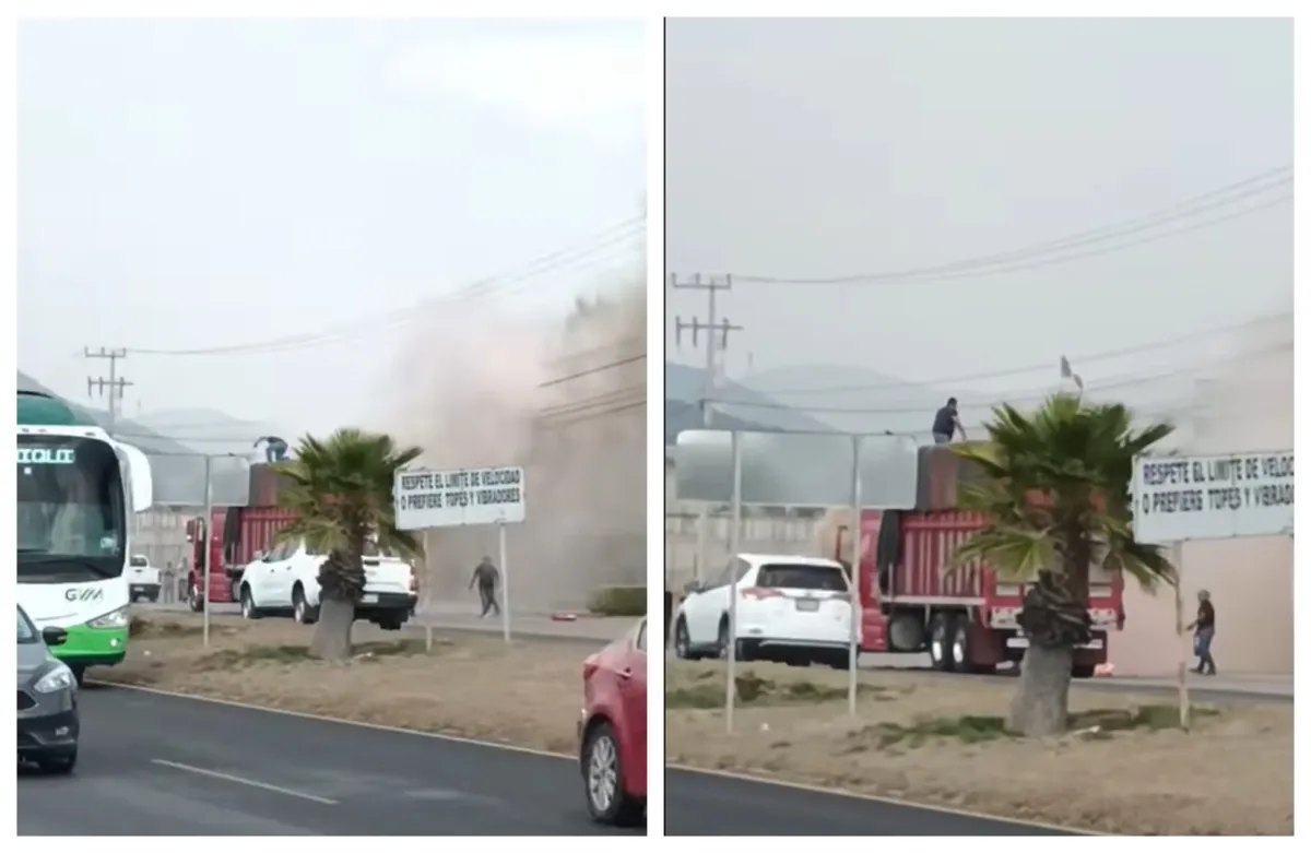 Se incendia camión en la carretera Pachuca-Actopan | VIDEO