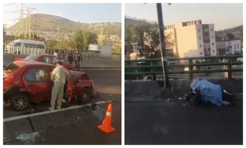 Caos en la México-Pachuca: carambola y motociclista grave paralizan el tráfico