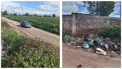 Sujetos son captados tirando bolsas de basura en un predio de Tizayuca.