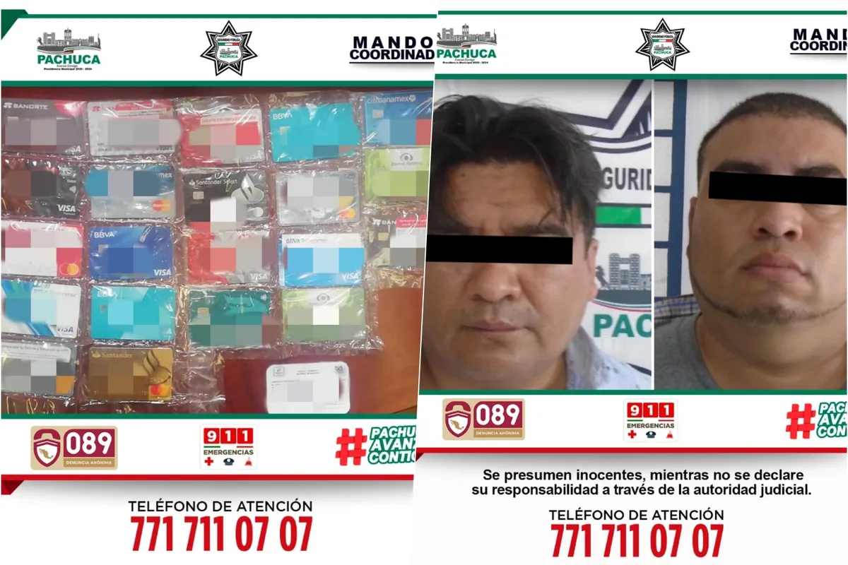 Caen 4 presuntos ‘desplazadores’ de tarjetas en centro de Pachuca