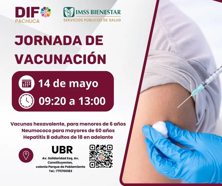 Jornada de vacunación en Pachuca será este 14 de mayo; conoce sedes y horarios