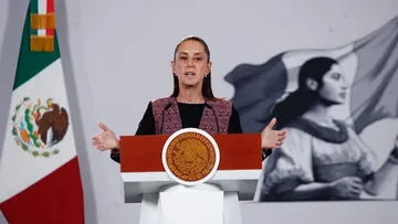 La presidenta Claudia Sheinbaum durante su conferencia matutina en Palacio Nacional, en la Ciudad de México, el 7 de septiembre de 2026.