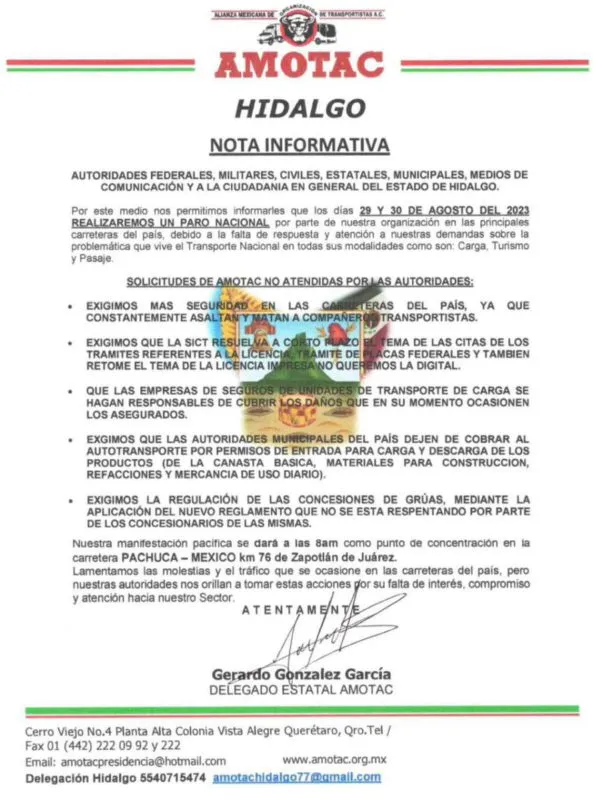 ¡Alerta Vial! Anuncia bloqueo en la autopista México-Pachuca