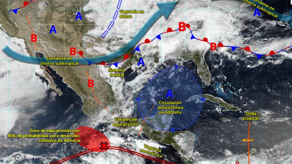 Fuertes lluvias dominarán esta semana por efectos de un posible ciclón y varios sistemas meteorológicos combinados.