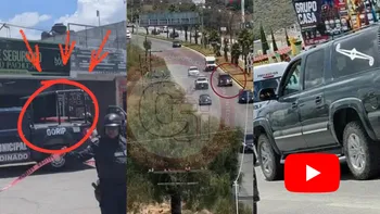 Carroza fúnebre utilizada presuntamente para huir tras la ejecución en el bulevar Minero de Pachuca.