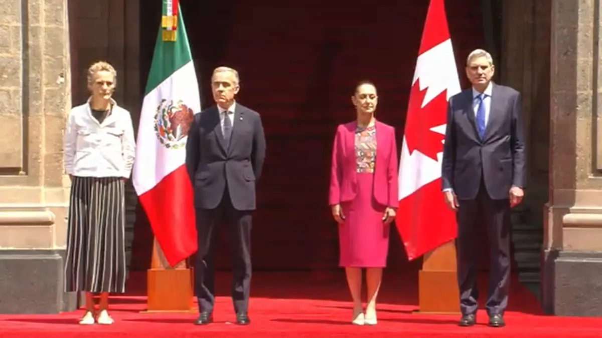 Claudia Sheinbaum recibió al primer ministro de Canadá, Mark Carney, en Palacio Nacional para fortalecer la cooperación bilateral.
