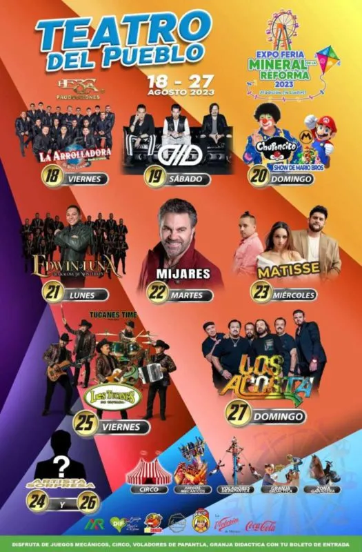 Feria Mineral de la Reforma: descubre los artistas que se presentarán en el Teatro del Pueblo