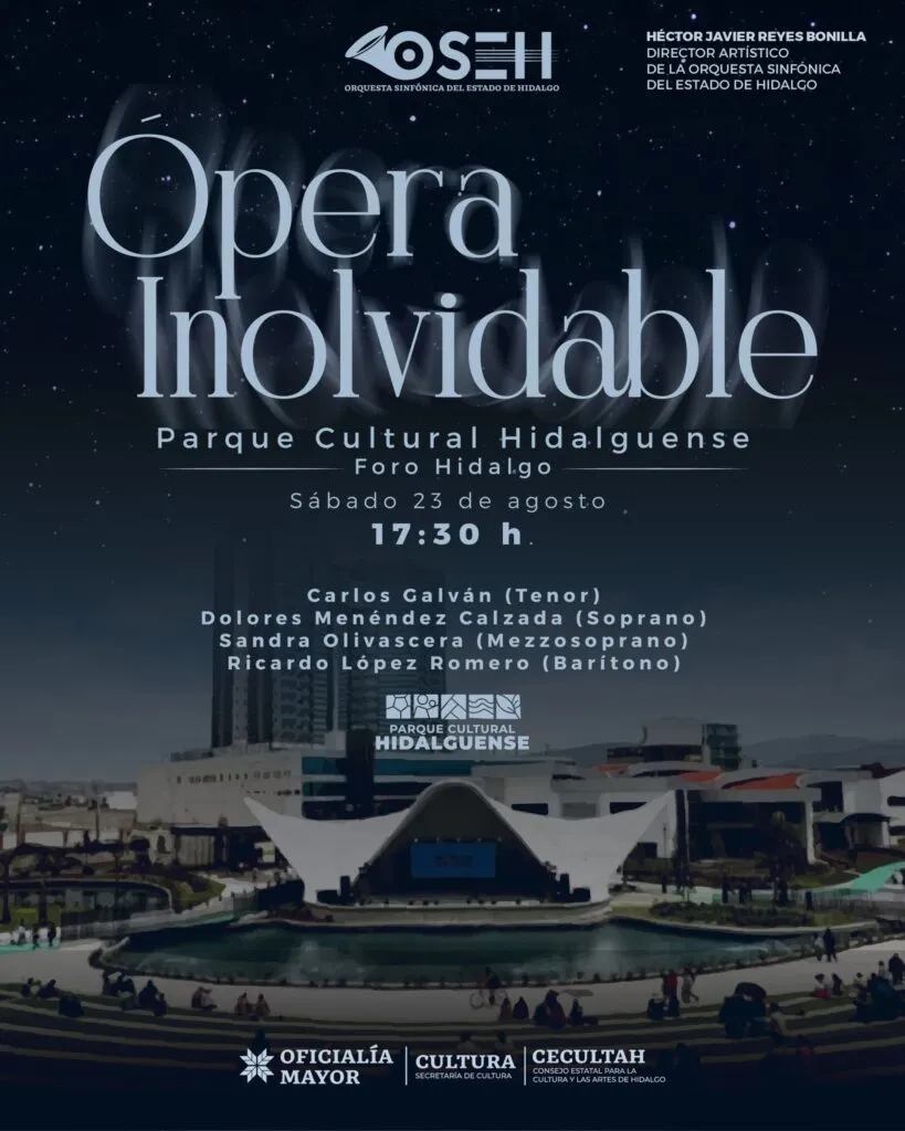Orquesta Sinfónica de Hidalgo dará concierto de  Ópera en el Parque Cultural Hidalguense