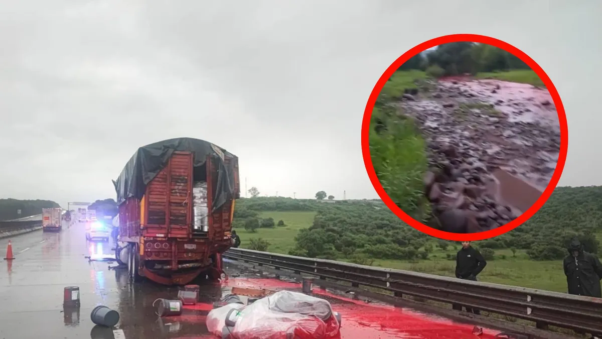 Accidente en carretera México-Querétaro deja río teñido de rojo en Tepeji
