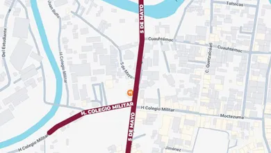 Mápa con cierres parcial en el cruce 5 de Mayo en el centro de Tula
