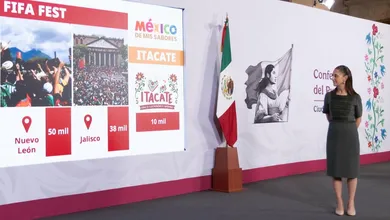 La presidenta Claudia Sheinbaum durante su conferencia matutina en Palacio Nacional, el 12 de junio de 2026.