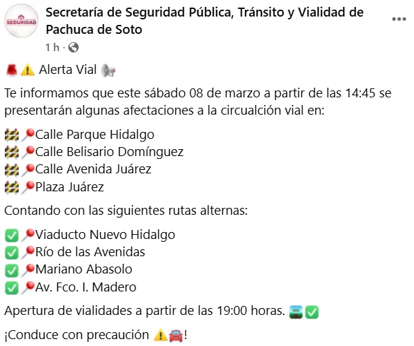 8M Hidalgo 2025: calles cerradas en Pachuca y Tulancingo por las marchas | LISTA