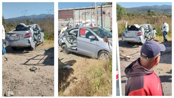 Tren impacta automóvil en Nopala de Villagrán