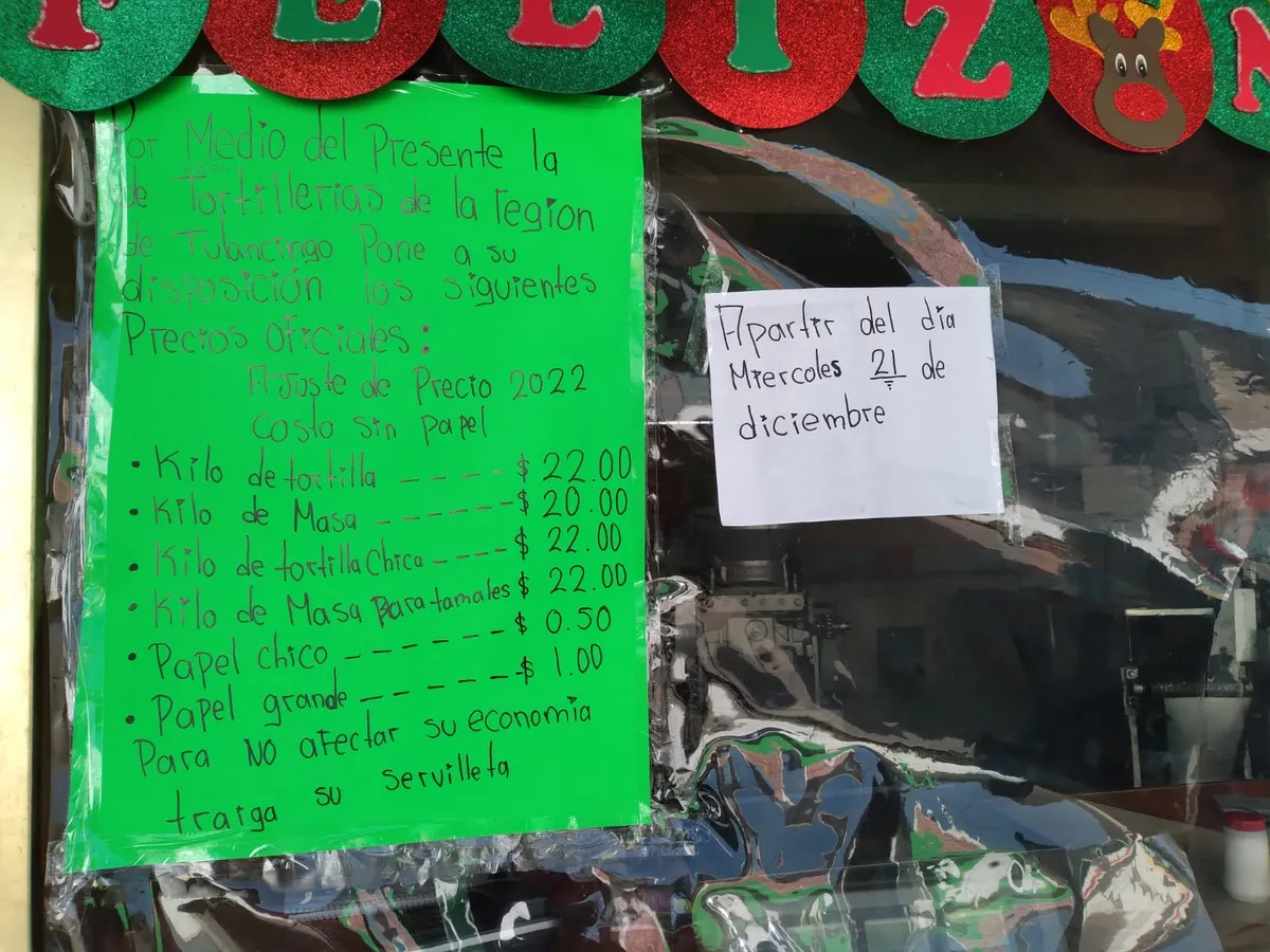 En Tulancingo vuelve aumentar el precio de la tortilla