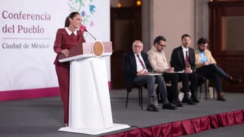 La presidenta Claudia Sheinbaum durante una declaración sobre la relación entre México y Estados Unidos.