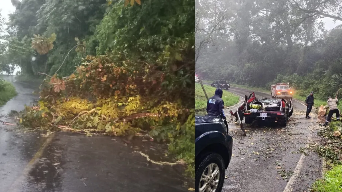 Derrumbes y deslaves por lluvias del huracán Priscila en Hidalgo