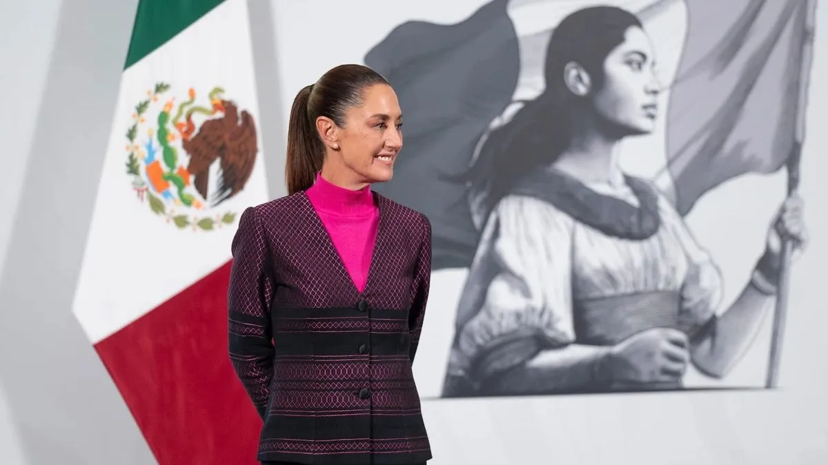 La presidenta Claudia Sheinbaum durante su conferencia matutina desde Palacio Nacional, en la Ciudad de México, el 22 de julio de 2025.