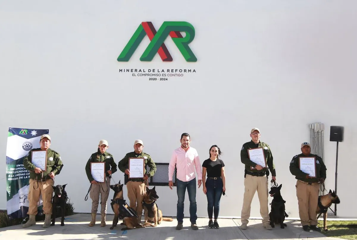 Unidad Canina K9 de Mineral de la Reforma recibe certificaciones