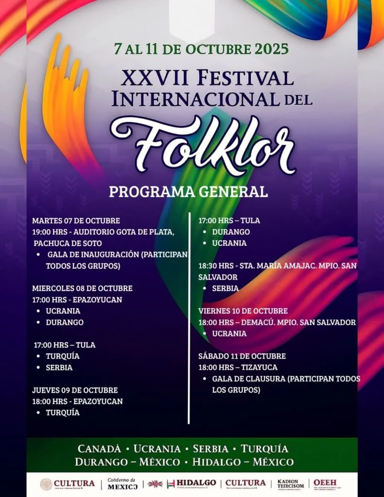 Tizayuca, sede de lujo para la Gala de Clausura del XXVII Festival Internacional del Folklor de Hidalgo con Serbia, Turquía y Canadá-Ucrania