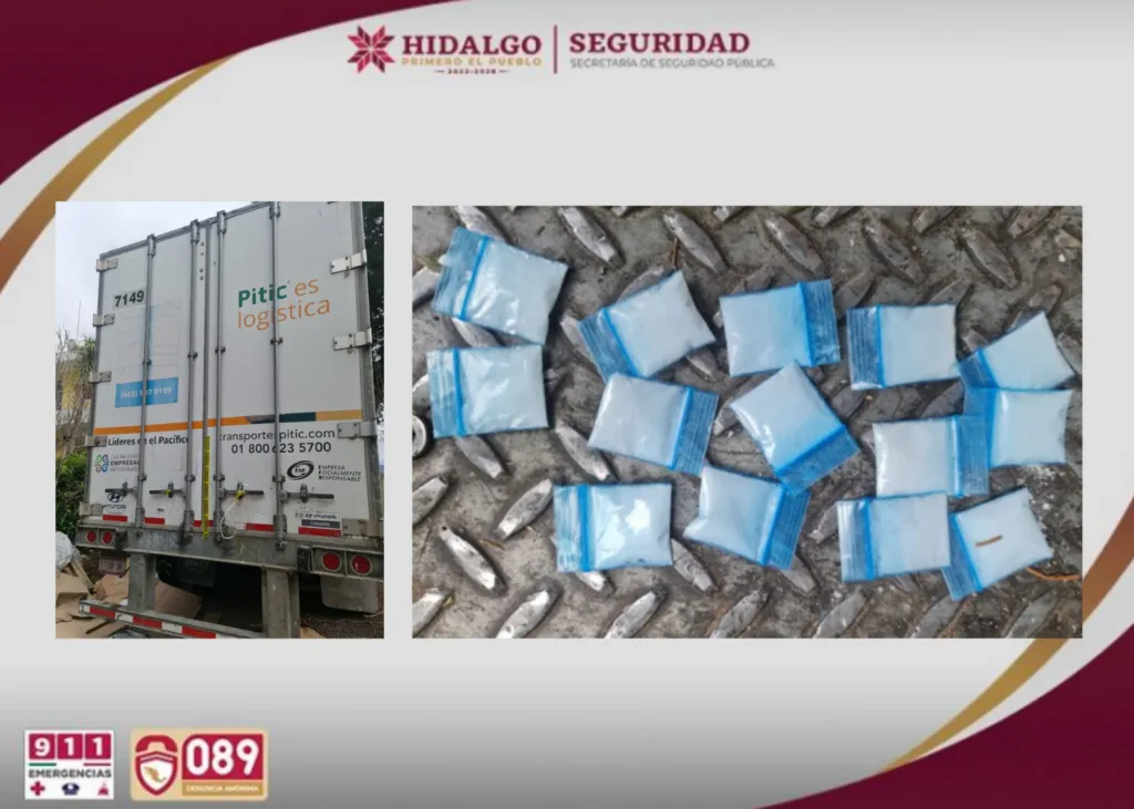Aseguran mercancía y presunta droga en Hidalgo