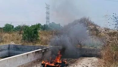 Incendio por quema de llantas en Atitalaquia