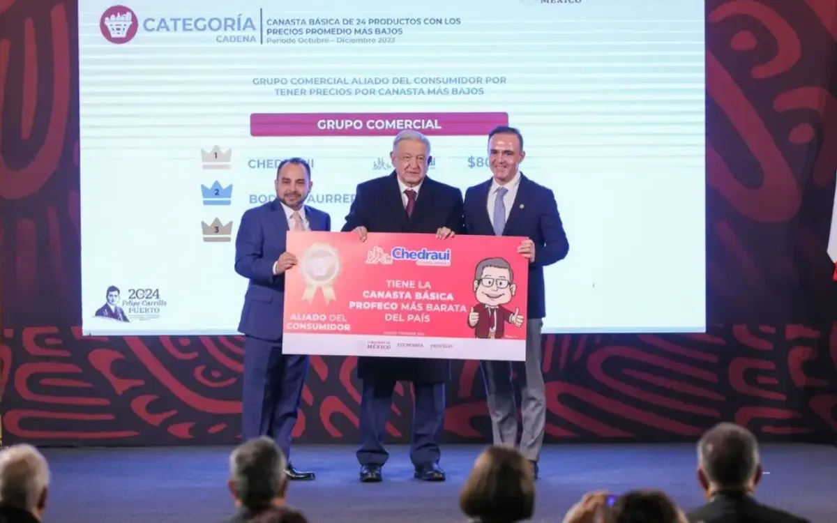Canasta básica bajó de $1039 a poco más de $800, dice AMLO