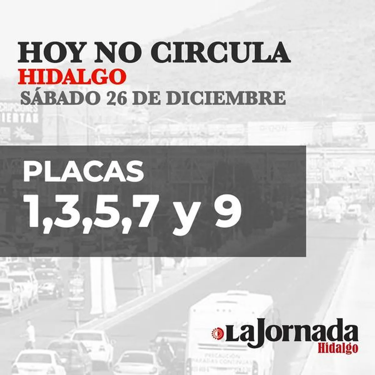 Hoy No Circula, sábado 26 de diciembre