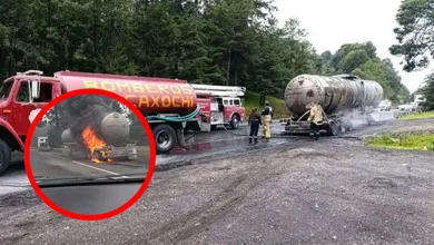 Pipa incendiada en la carretera México-Tuxpan