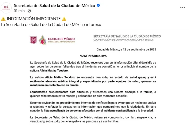 Abuelita que salvó a su nieta en explosión de pipa en Iztapalapa sigue viva; autoridades corrigen error