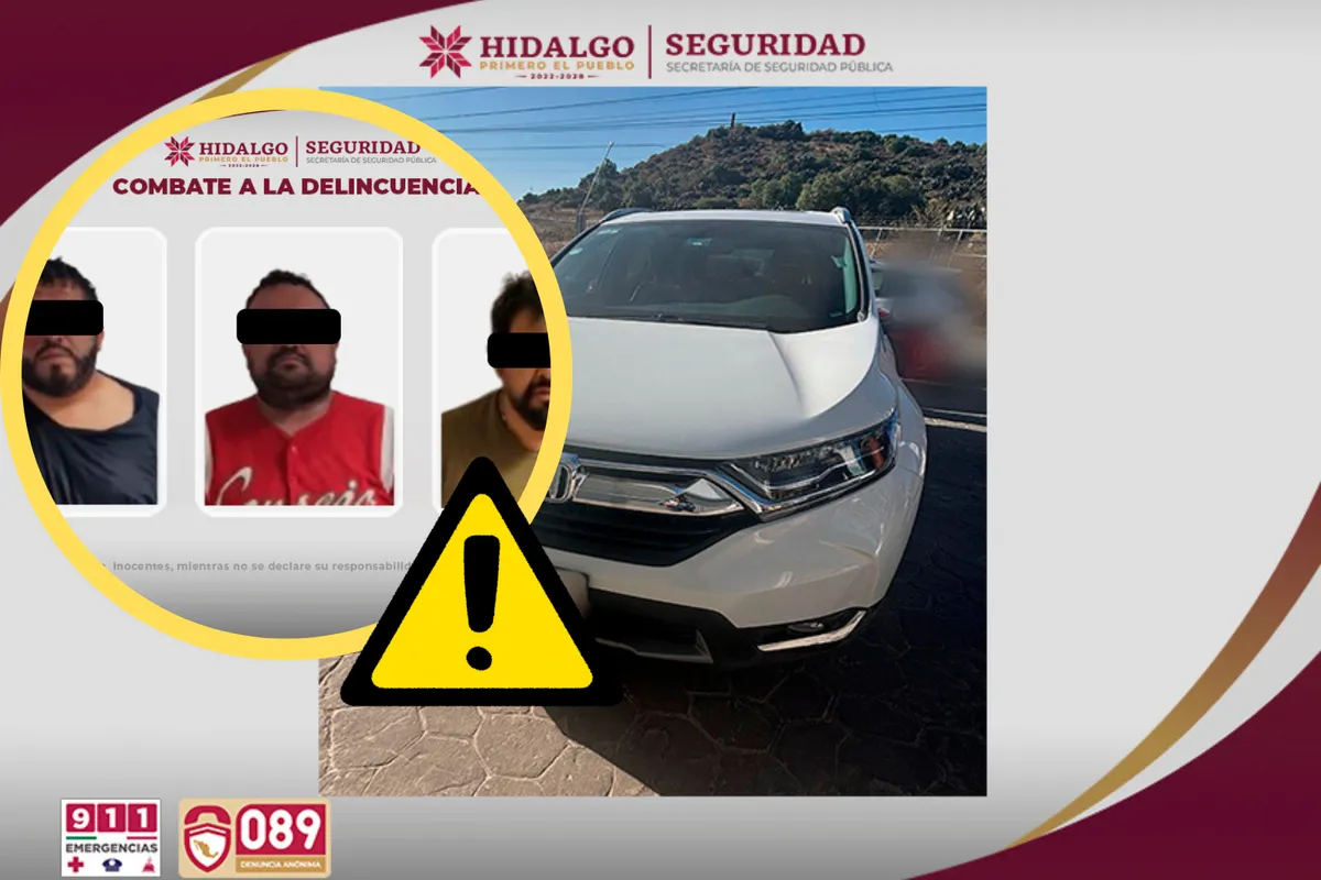Recuperan vehículo robado en minutos: SSPH asegura unidad, droga y a tres involucrados en Pachuca.