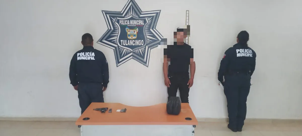 Detienen en Tulancingo a una persona por portar arma y droga