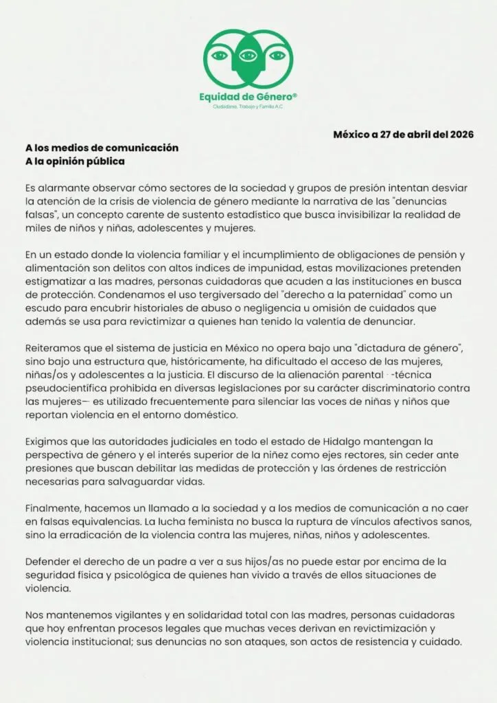 Colectivos alertan sobre el uso de “denuncias falsas” para invisibilizar la violencia de género en Hidalgo