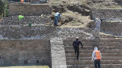 Trabajadores reportaron el hallazgo de restos humanos y de un jaguar durante labores en Huapalcalco