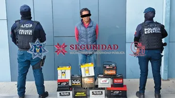 Acumuladores recuperados durante un operativo de la Policía Estatal en Hidalgo.