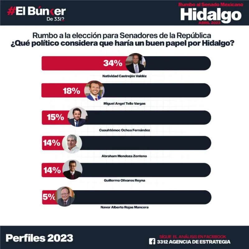 Morena Hidalgo: Estos personajes lideran encuesta para ser senador