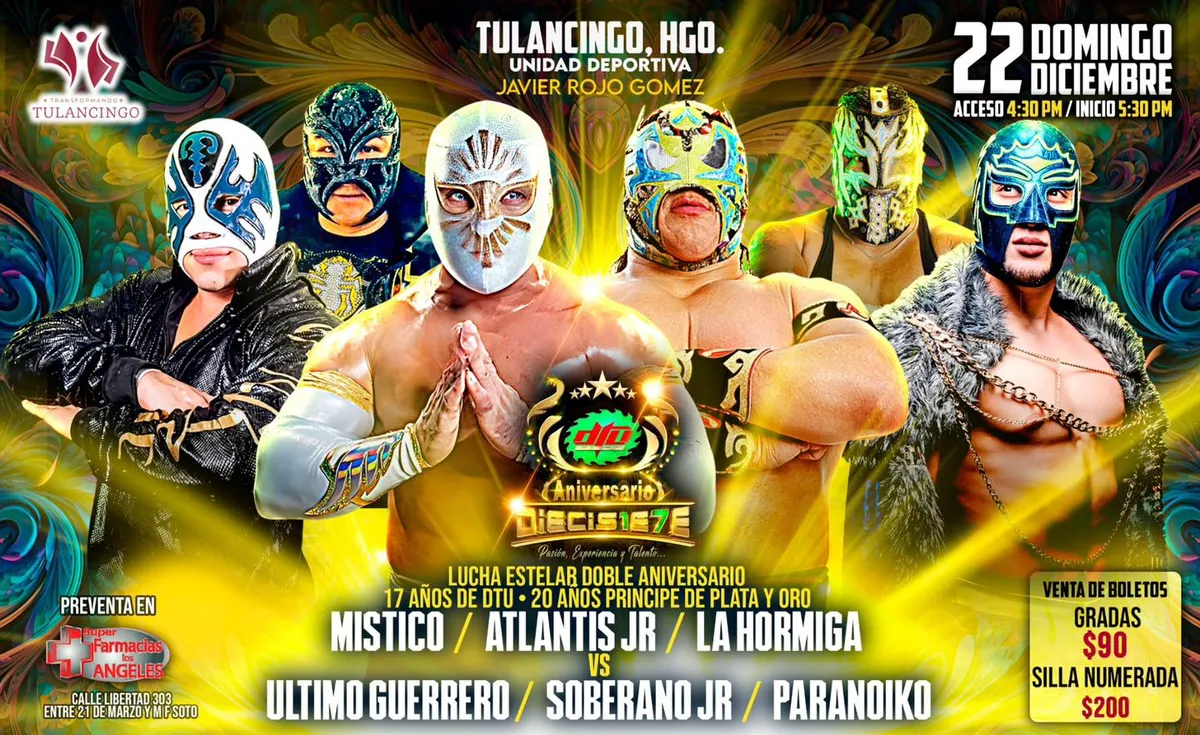 DTU celebra su 17 aniversario con función de lucha libre en Tulancingo