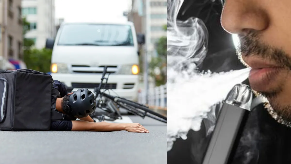 Atropellar y fumar vape